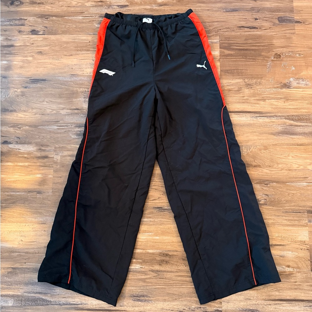 PUMA x Formula 1 Wide Leg Track Pants with Red Side Panels
